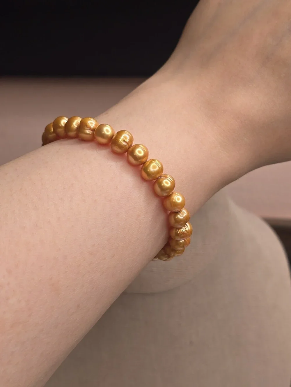 HONORA Golden Cultured Freshwater Pearl Stretch Bracelet Baroque Pearls